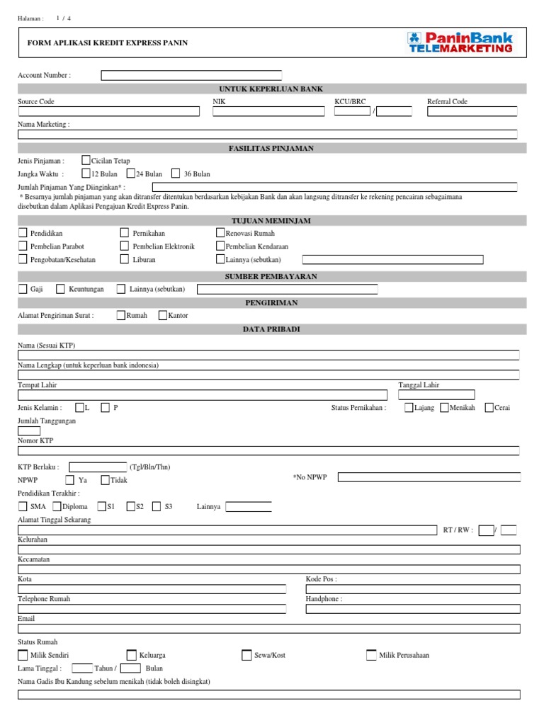 Form Aplikasi PL Express | PDF | Pengelolaan Keuangan & Uang