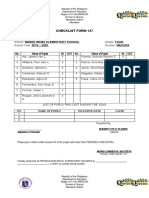 Checklist Form 137: NO. Name of Pupils Inclusive Date Cause