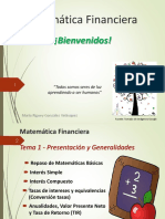 Tema 1-Presentación y Generalidades Matematicas Financieras