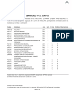 Certificado Total de Notas: Código Asignatura Año Sem. N.Final Créditos Observaciones