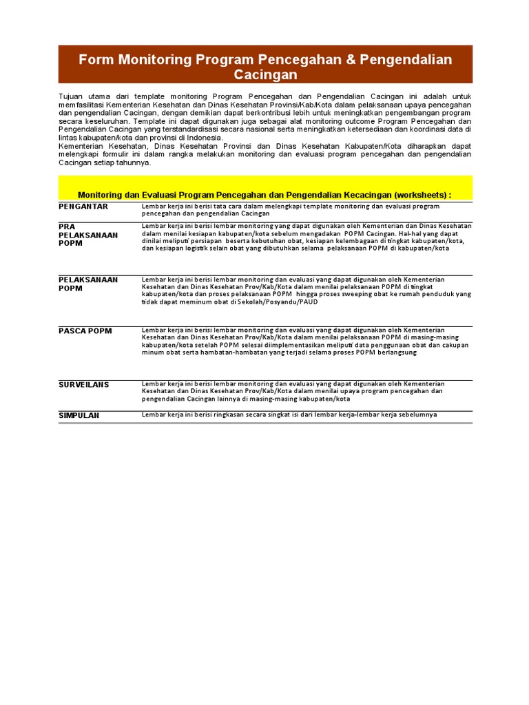 Monitoring Program Pencegahan Cacingan | PDF
