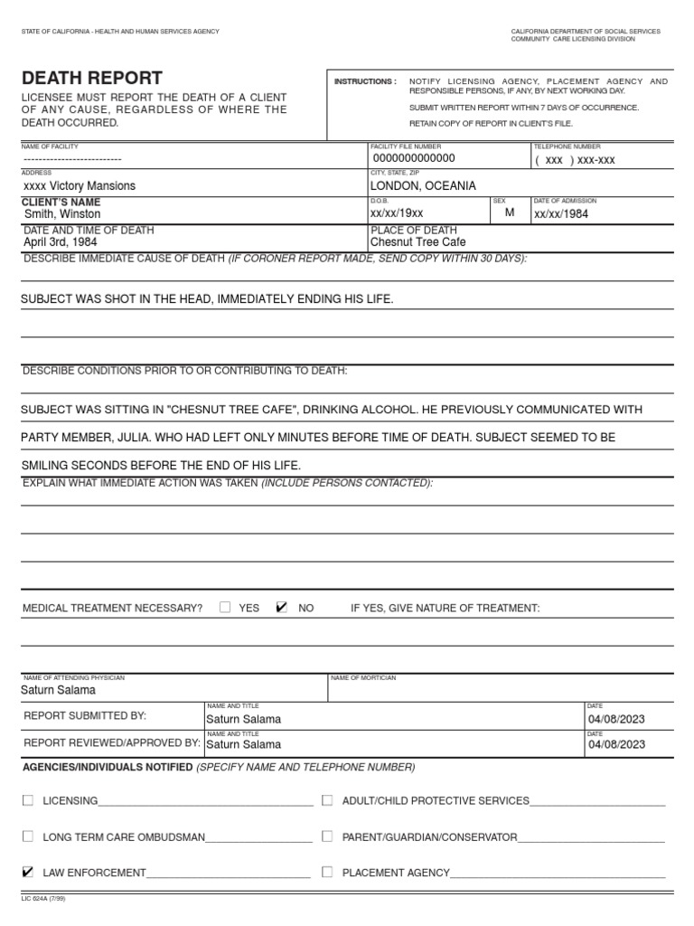 Death report form winston pdf health sciences medicine