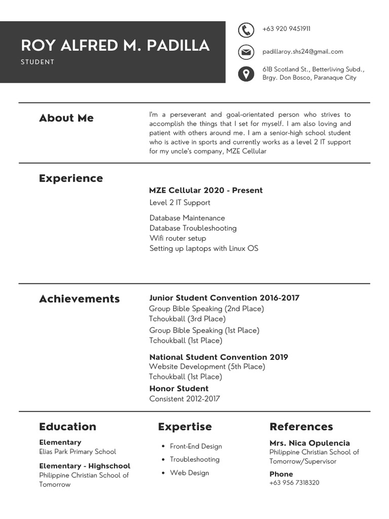 Abu Abu Minimalist Resume PDF - 1696047589