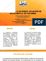 Ley 1616 Del 21 de Enero. Situación de Salud Mental en Colombia