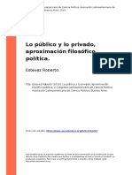 Lo Público y Lo Privado, Aproximación Filosófico Política.: Estevez Roberto