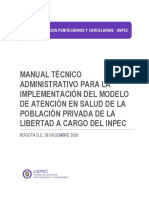 Manual Técnico Administrativo para La Implementación Del Modelo de Atención en Salud de La Población Privada de La Libertad A Cargo Del Inpec