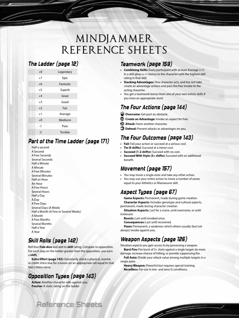 Mindjammer Reference Sheets - v1 | PDF | Ammunition | Outer Space