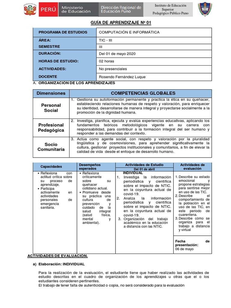 Guia de Aprendizaje 01-Computacion-Iii | PDF | Evaluación | Tecnología ...