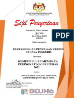 Sijil Penyertaan: Pertandingan Penulisan Cerpen Bahasa Inggeris