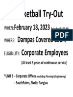 Basketball Try-Out: February 18, 2023