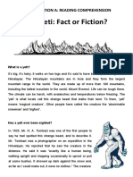 English Practice Test Text (The Yeti - Fact or Fiction)