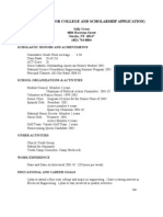 Resume Form 2006