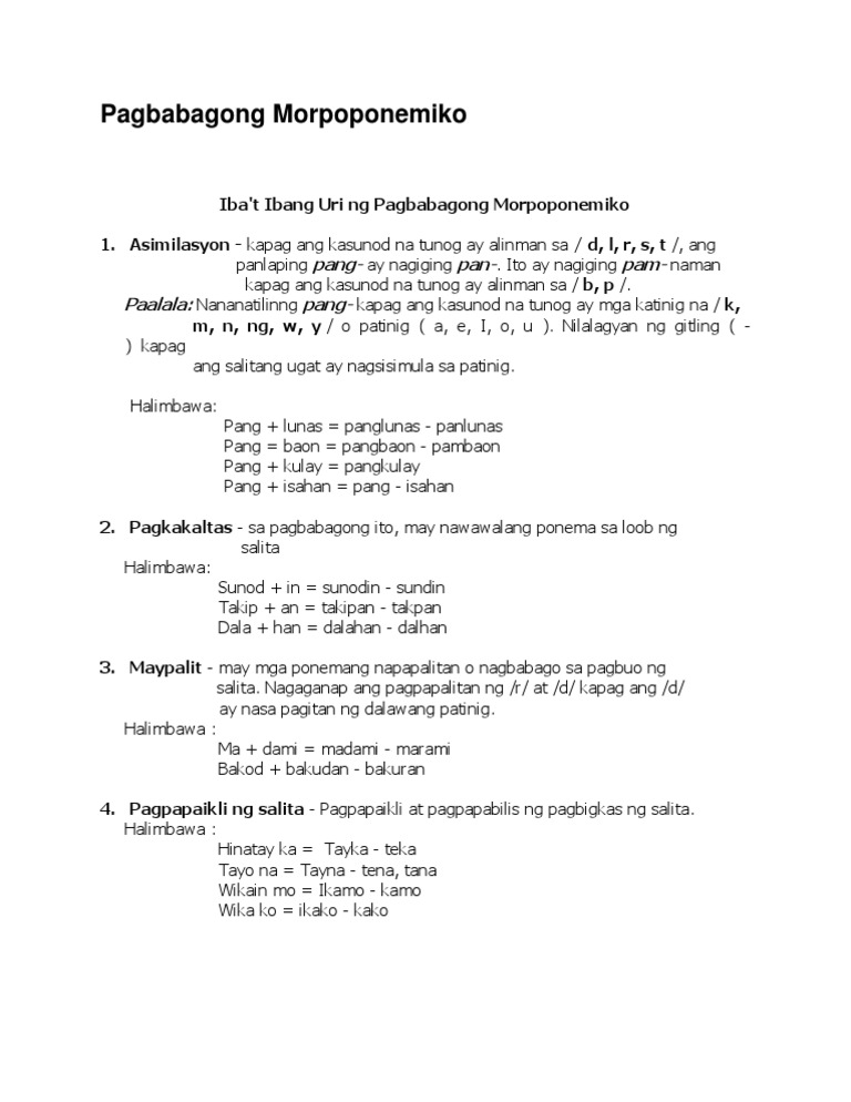 Pagbabagong Morpoponemiko Pdf
