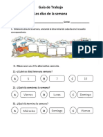 Guía de Trabajo Los Días de La Semana: Nombre: - Curso