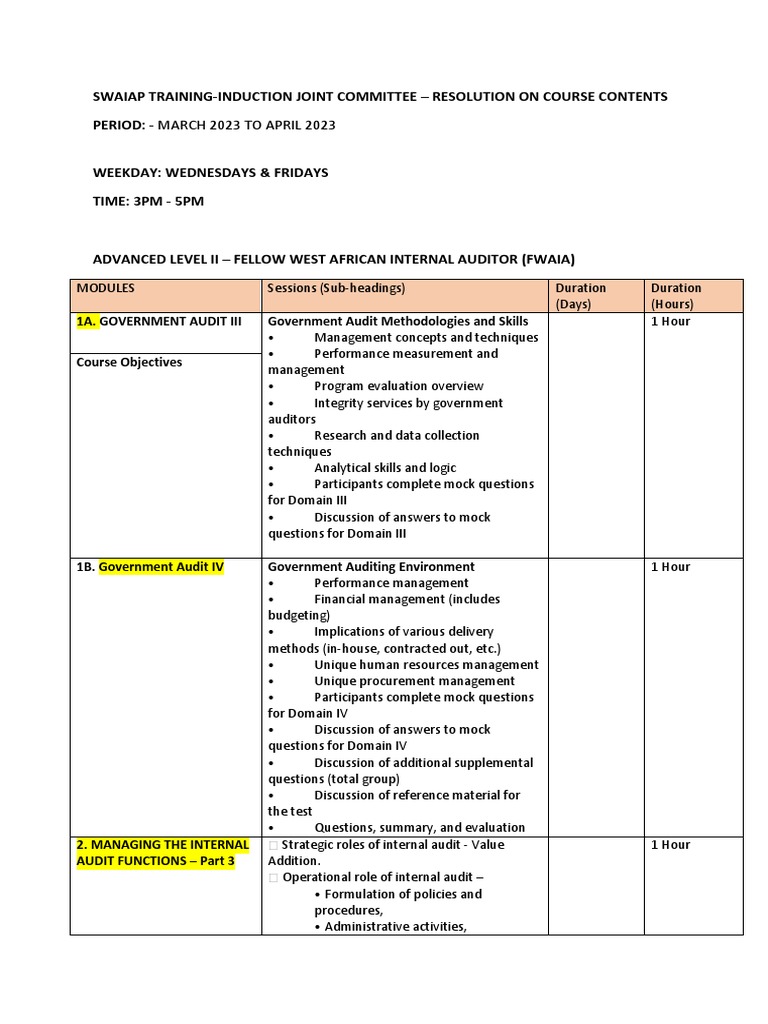 Advanced Internal Audit Training Course | PDF | Internal Audit | Audit