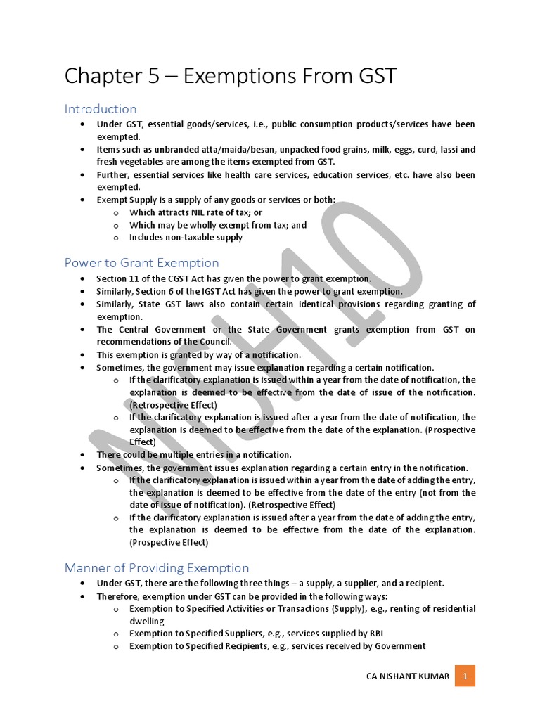 Chapter 5 - Exemptions From GST | PDF | Value Added Tax | Warehouse