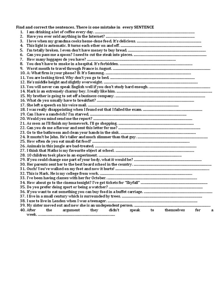 Common English Sentence Errors | PDF