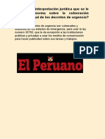 ¿Cuál Es La Interpretación Juridica Que Se Le Da A La Norma Sobre La Vulneración Constitucional de Los Decretos de Urgencia?