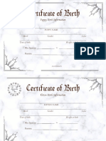 Puppy Birth Certificate Template