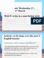 Tuesday 2nd, Wednesday 3, Thursday 4 March WALT: Write in A Non-Fiction Style