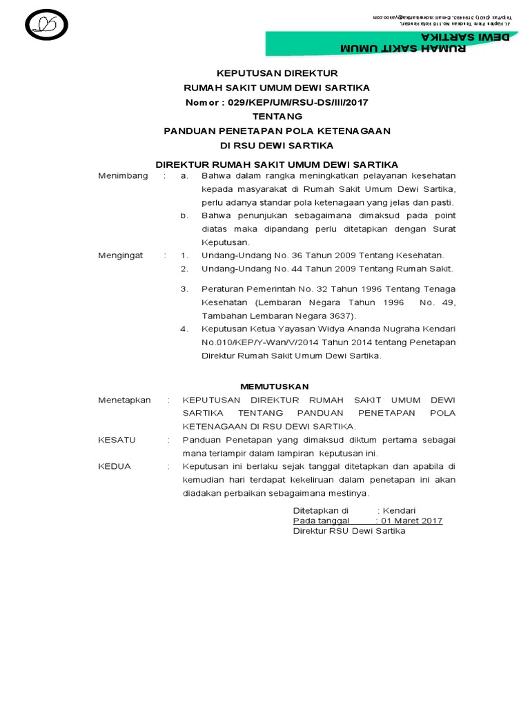 Panduan Ketenagaan Rsu Dewi Sartika Pdf