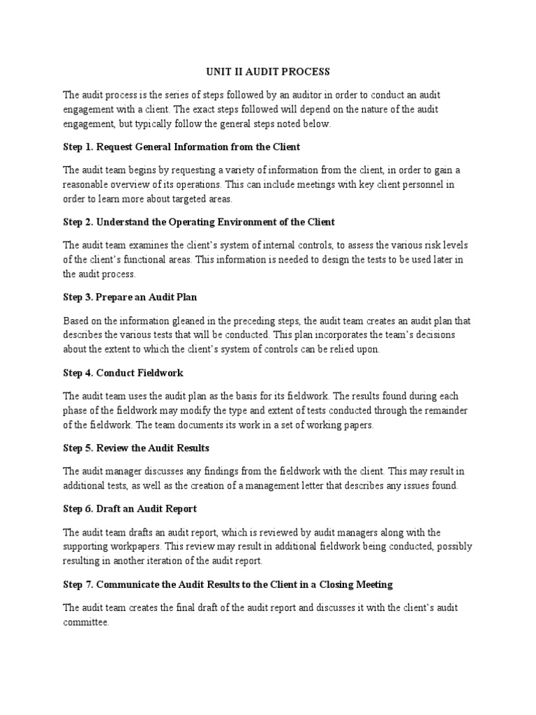 Unit 2 Audit Process | PDF | Audit | Financial Audit