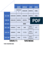 Horario escolar semanal 2°A