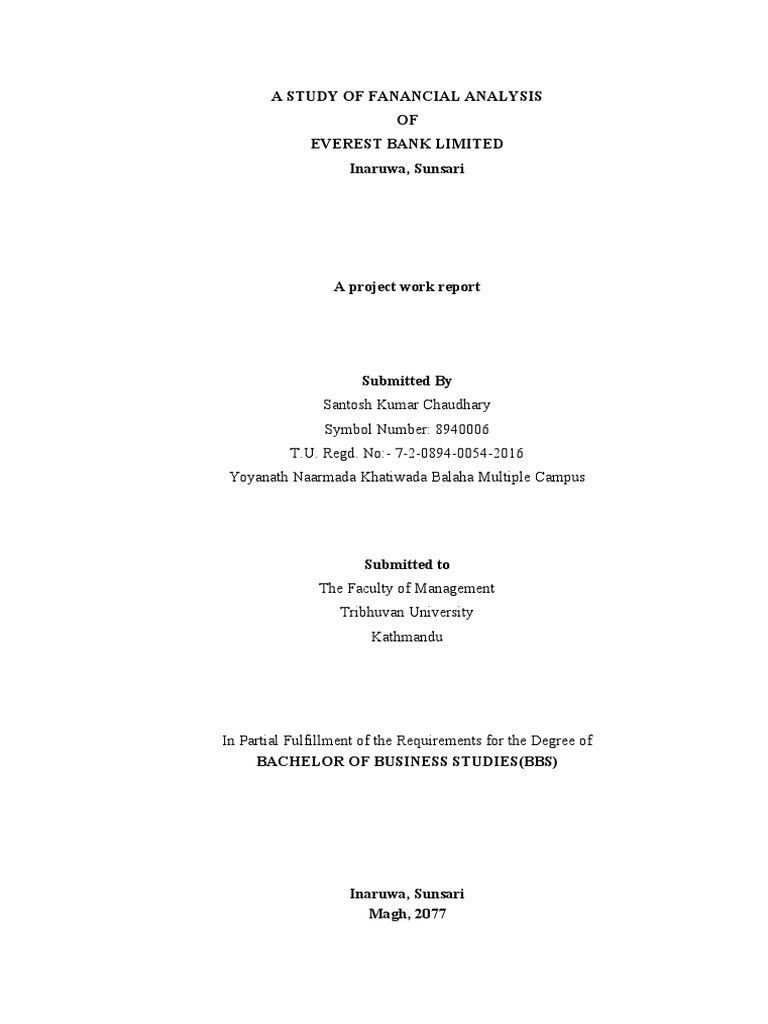 Financial Analysis of Everest Bank Ltd. | PDF | Return On Equity ...