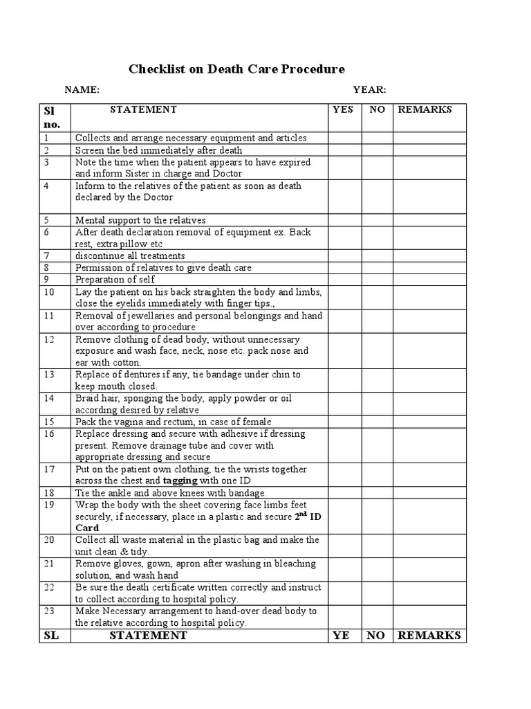 proper-death-care-procedure-checklist-pdf-bed