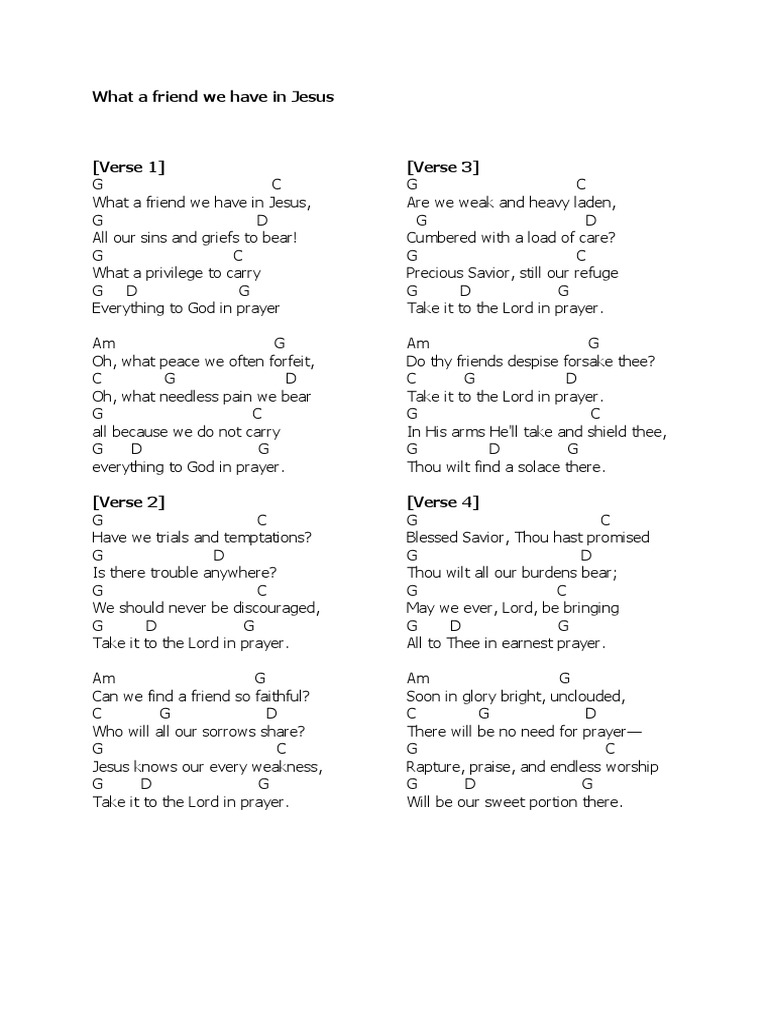 What a Friend We Have in Jesus Lyrics | PDF