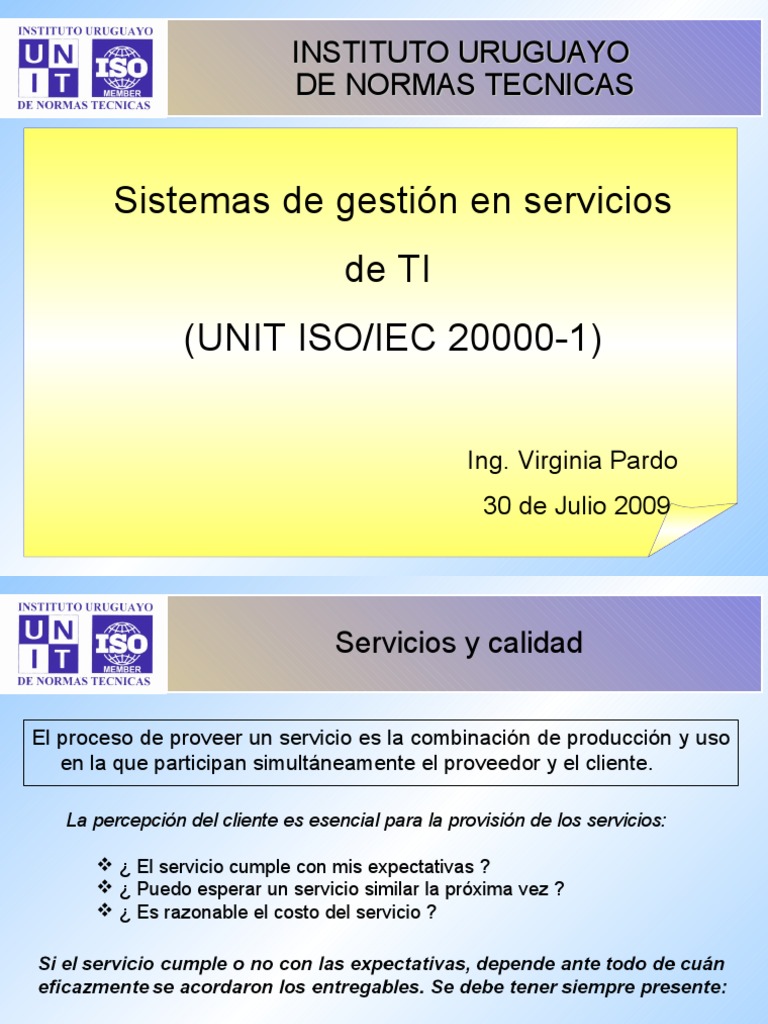 Gestión de Servicios TI: ISO/IEC 20000-1 | PDF | Itil | Continuidad del ...