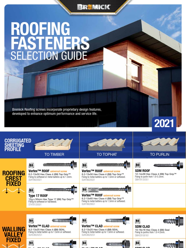 Roofing Fasteners Selection Guide PDF Screw Hardwood