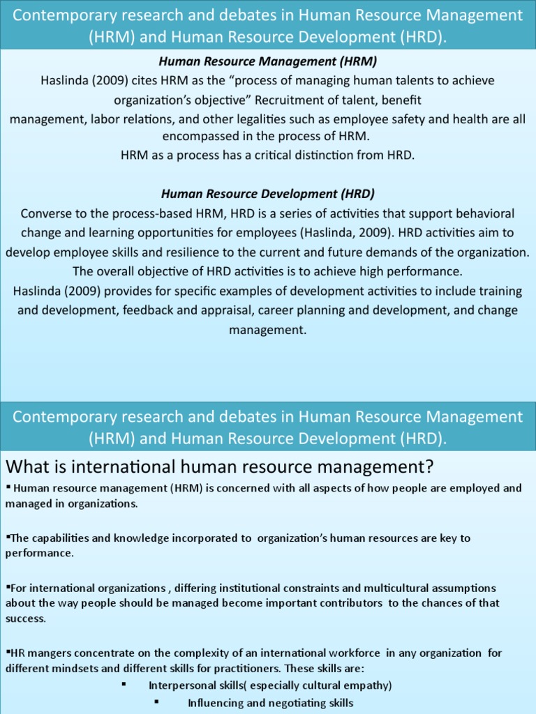 HRM and HRD: Key Concepts and Theories | PDF | Human Resource ...