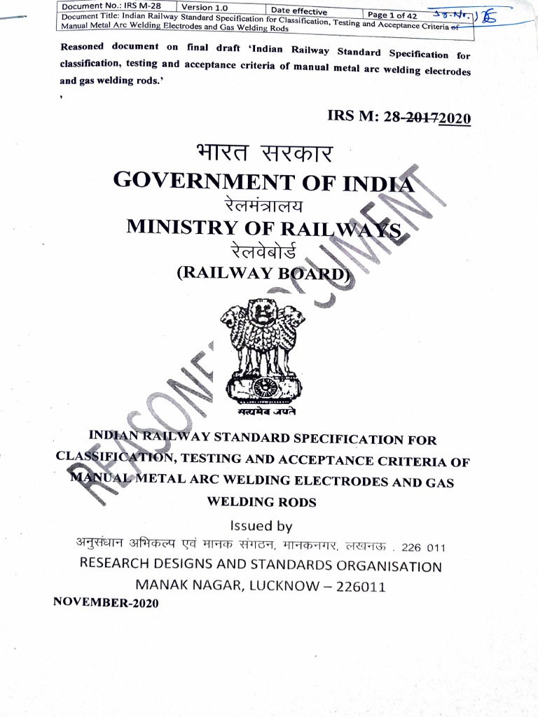 IRS M-28: Welding Electrode Standards | PDF | Welding | Construction