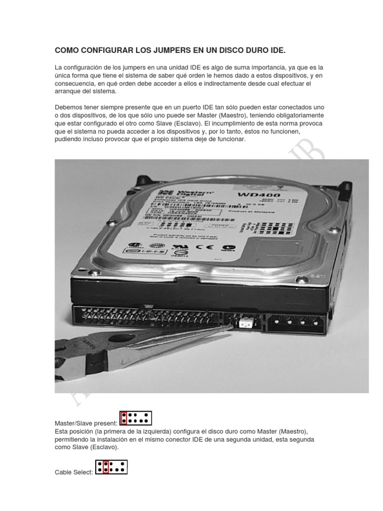 Como Configurar Los Jumpers en Un Disco Duro Ide Bios Microordenadores