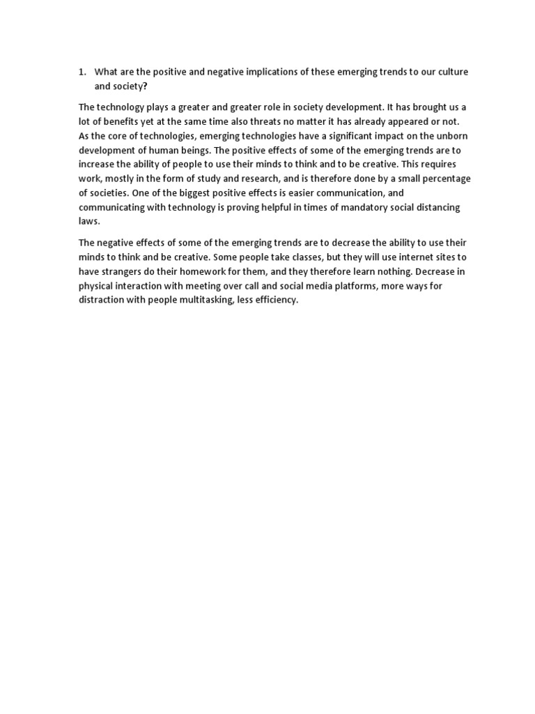 What Are The Positive and Negative Implications of These Emerging ...