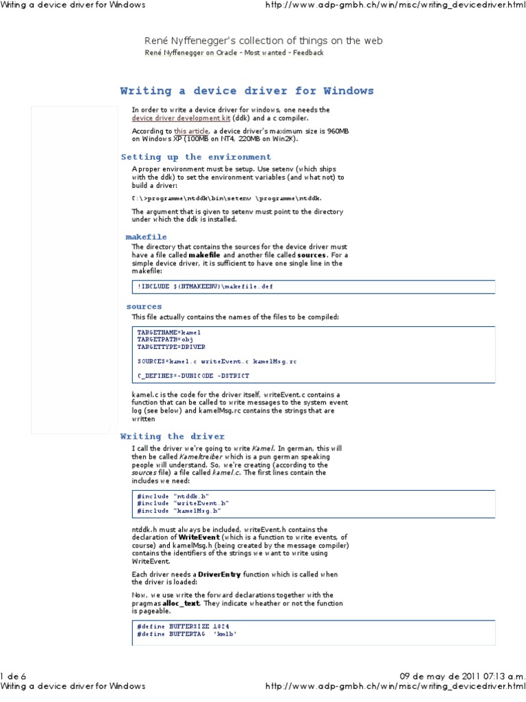 Writing A Device Driver For Windows  Windows Registry  Device Driver
