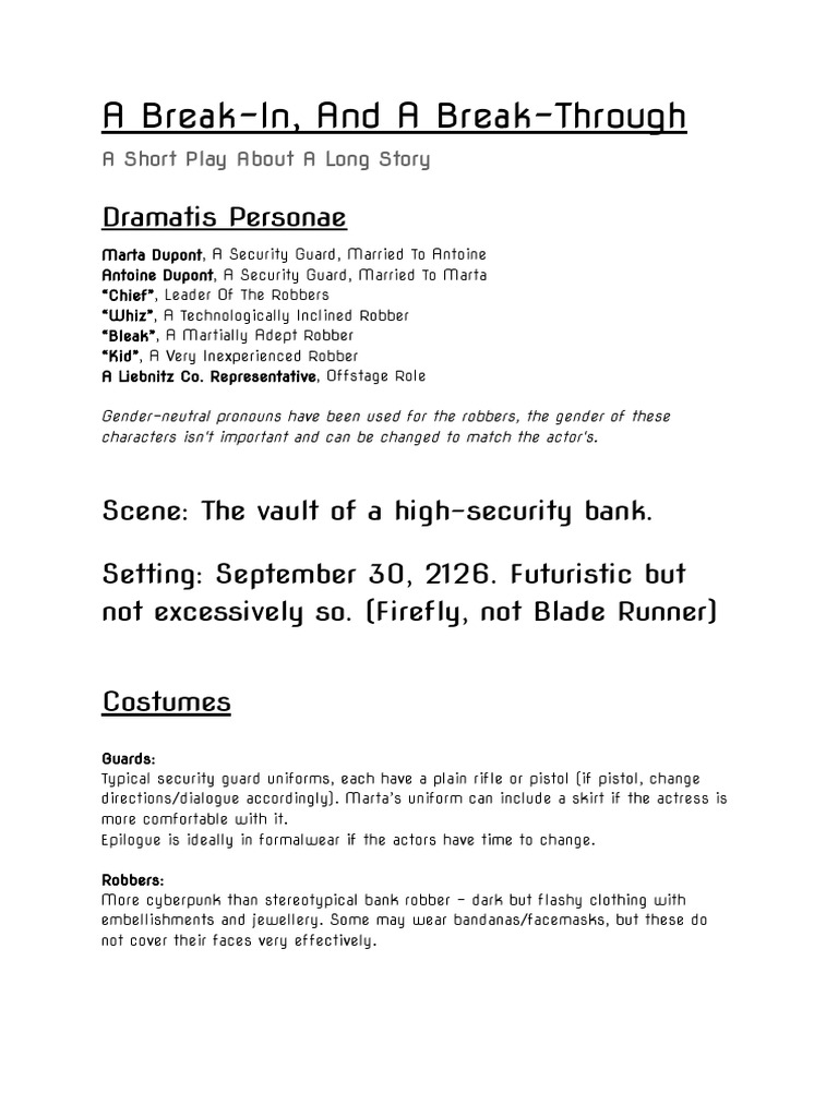 Futuristic Bank Heist Play Script | PDF