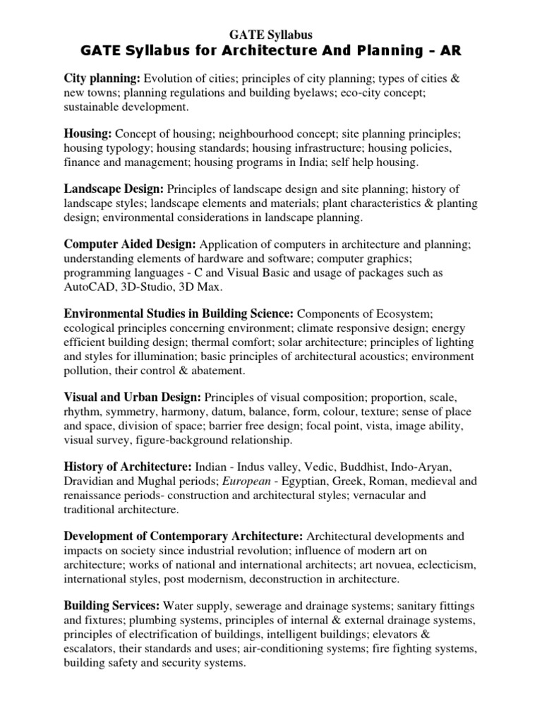 GATE Syllabus | PDF | Landscape | Transport