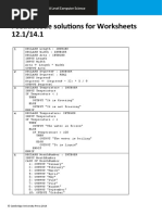 Pseudocode Solutions For Worksheets 12.1/14.1: © Cambridge University Press 2019