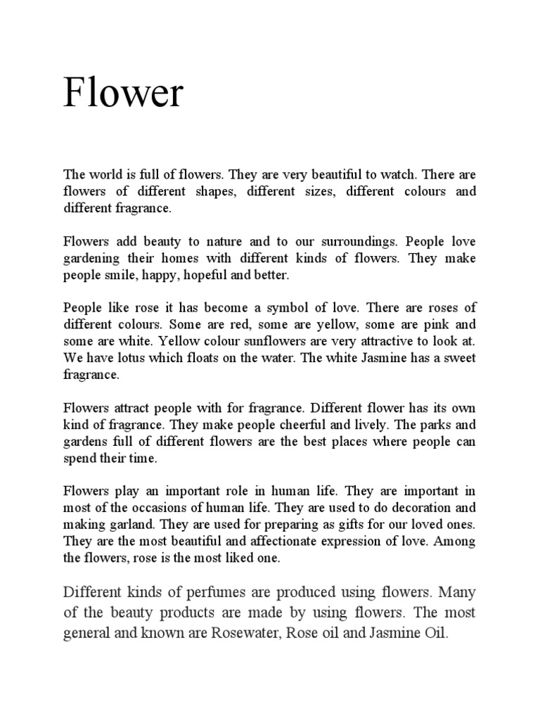 ESSAY ABOUT Flower PDF