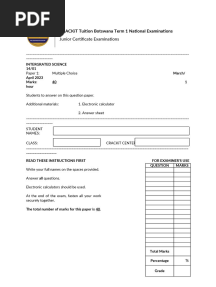JCE General Science Paper 1
