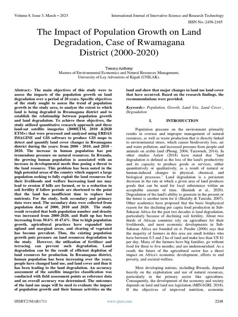 The Impact of Population Growth On Land Degradation, Case of Rwamagana ...