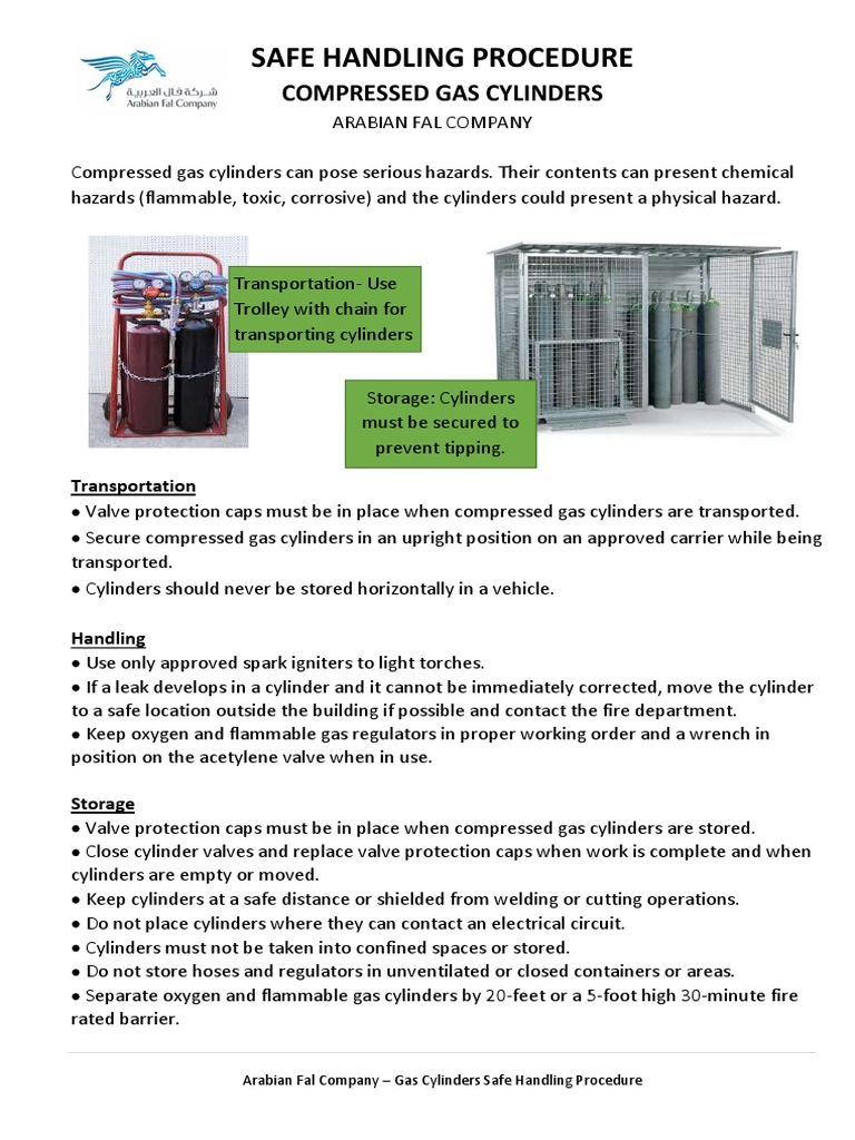 Safe Handling of Gas Cylinders Procedure PDF