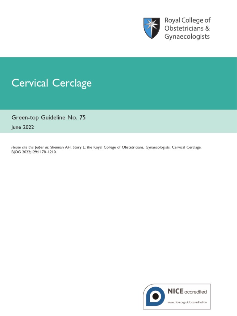 RCOG Guidelines on Cervical Cerclage | PDF | Preterm Birth | Pregnancy