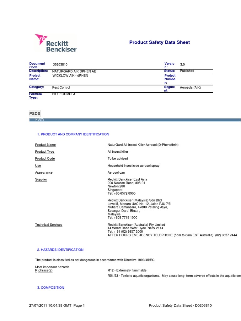 MY Johor Bahru To UAE NaturGard Crawling Insect Killer UN1950 2.1