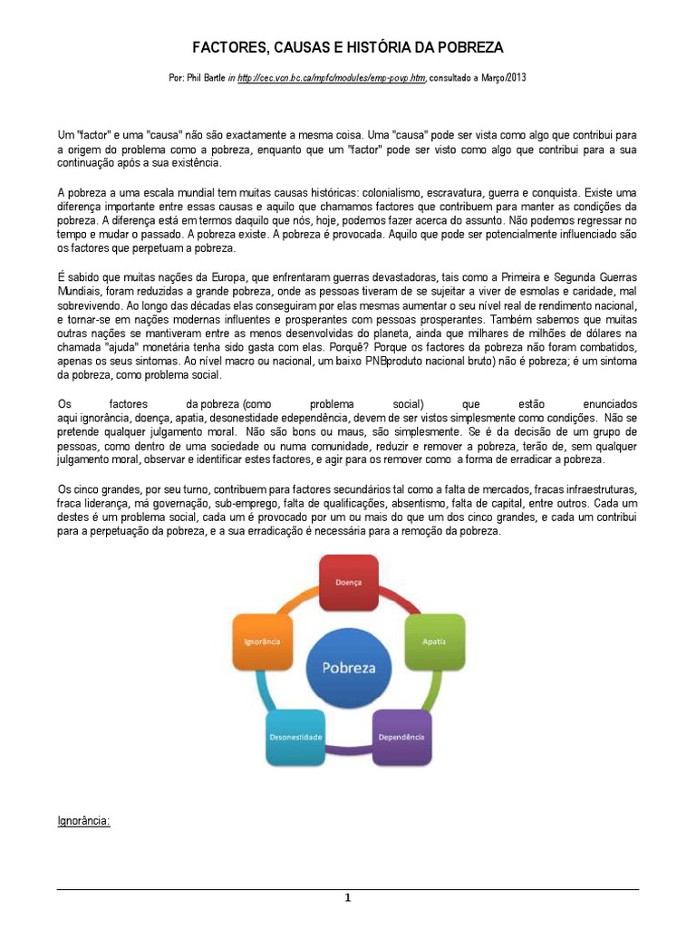Causas e Fatores da Pobreza Global | PDF | Pobreza | Pobreza e Pessoas ...