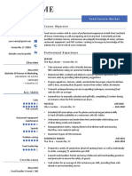 Food Service Resume Example - Professional Minimalist Blue