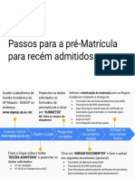 Passos para pré-matrícula para pós-graduação