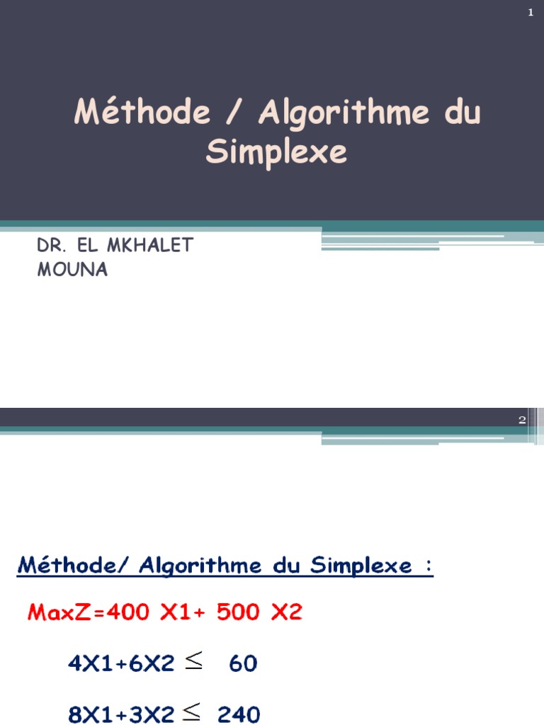 Algorithme du Simplexe : Itérations et Pivots | PDF